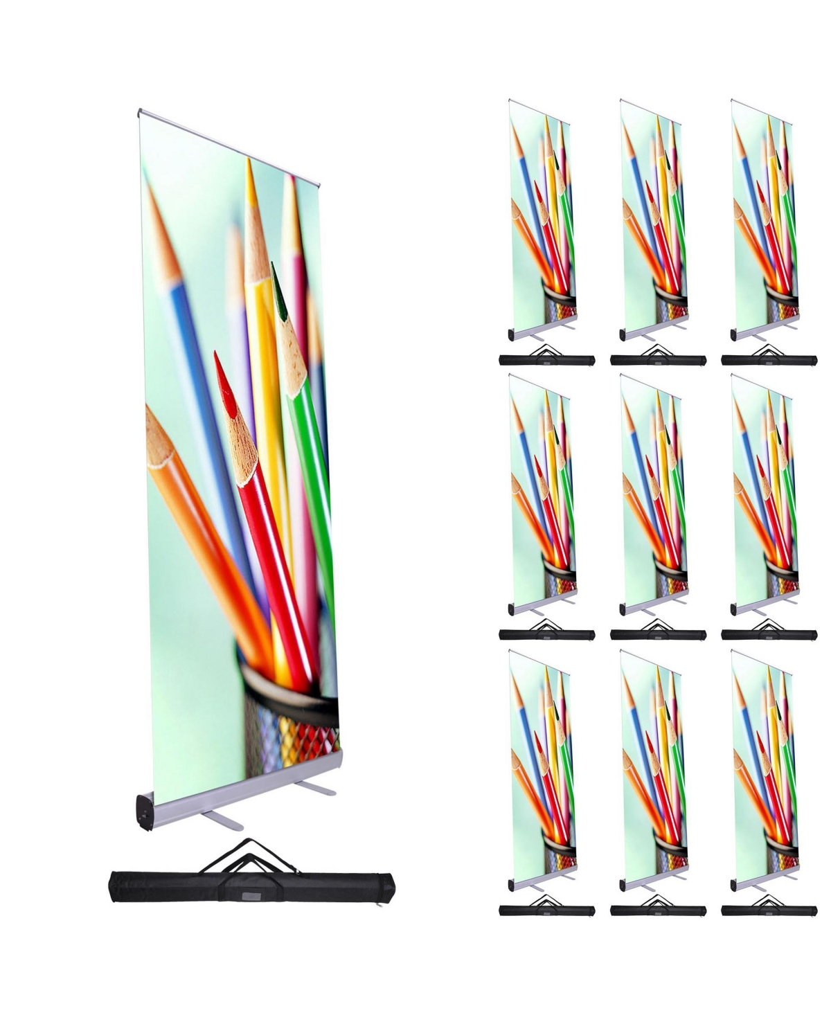 Instahibit 10pcs 33&#x22;x79&#x22; Retractable Rollup Banner Stand Trade Show Signage Display Promotion Store Portable - Silver