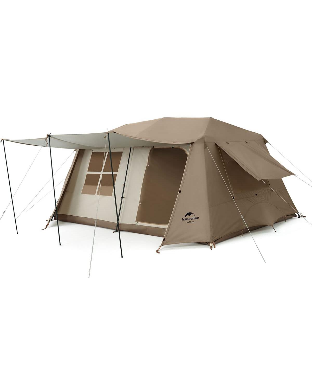 Village Camping Tent,4/6/8 Person Tents for Camping, 60S Easy Setup Instant Tent for Family Camping, Car Camping - Brown