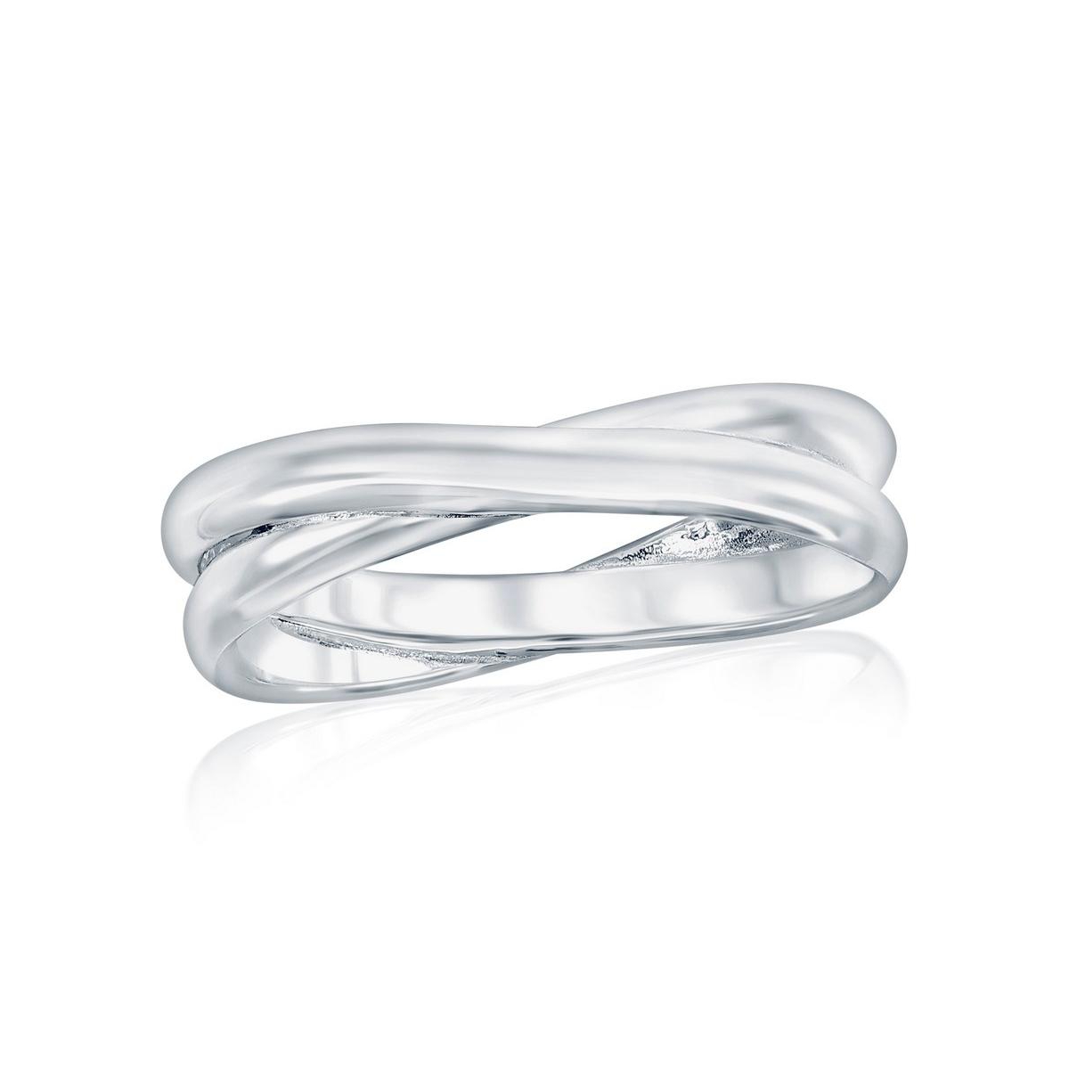 Sterling Silver, Polished 'X' Design Ring - Silver