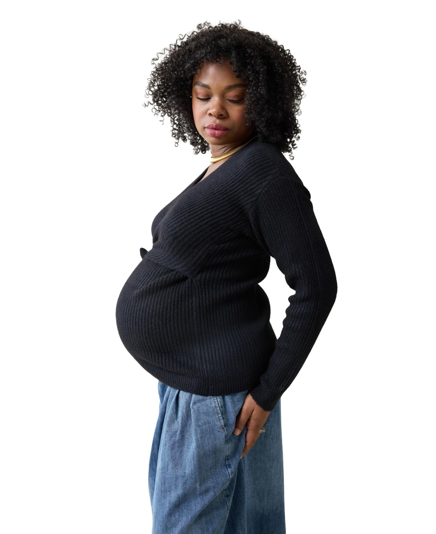 Женские свитеры Maternity Ingrid + Isabel Side Tie Nursing, цвет: Чёрный — фото 2