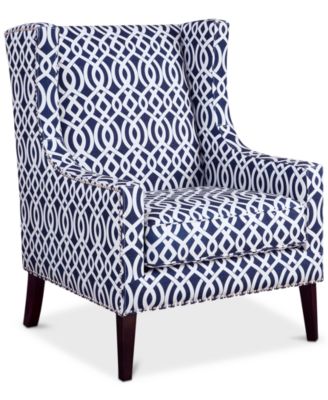 navy blue pattern accent chair