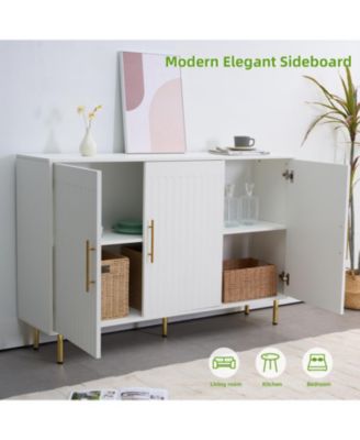 Streamdale 3-Door Sideboard with Gold Handles (White), 55.12" W