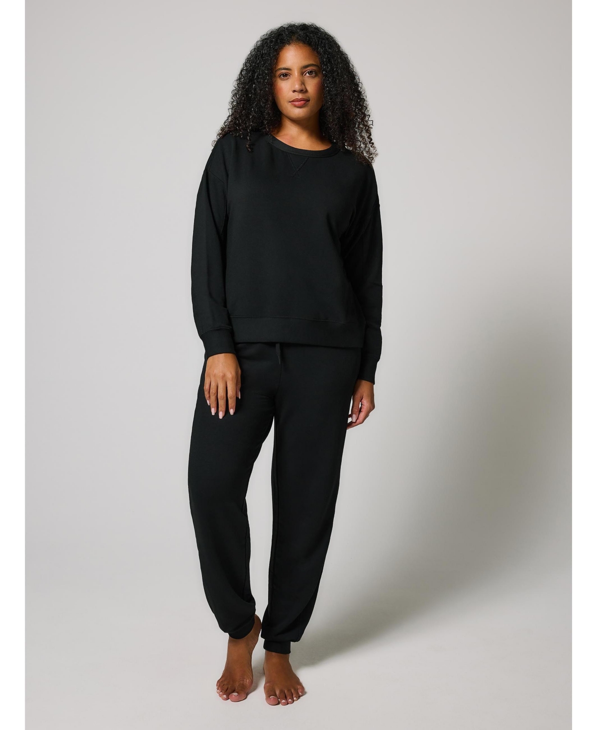 Petite Luxe Lounge Jogger+Sweatshirt Set - Vanilla marl