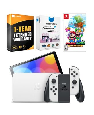 Switch OLED Console Mario Kart 8 Deluxe Bundle with Mario & Luigi: Brothership, MightySkins Console and Controller Skin Voucher, and 1 Year CPS Extended Warranty