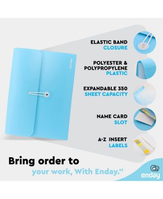 Accordion File Organizer Blue, 7 Pocket Expanding File and Cover Folder with Labels, Plastic Portable Desktop Letter A4 Paper, 1 Pc – by Enday