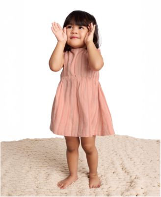 Baby Girls 2-Piece Striped Gauze Dress and Bloomers Set