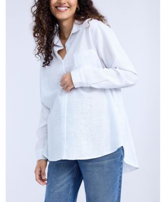 Maternity Long Sleeve Button-Up Poplin Shirt - Motherhood