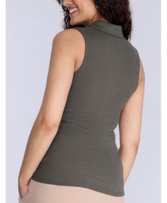 Maternity V-Neck Sleeveless Polo Top - Motherhood