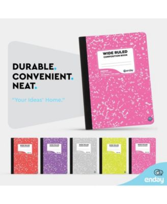 Composition Notebooks Wide Ruled Paper, Colored Marble Composition Notebook Covers, 100 Sheets (200 pages) Composition Books, Marble Notebooks Wide Ruled For School, Pink -Grey -Green – by Enday