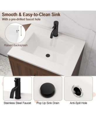 25 Inch Wooden Bathroom Storage Cabinet with Sink