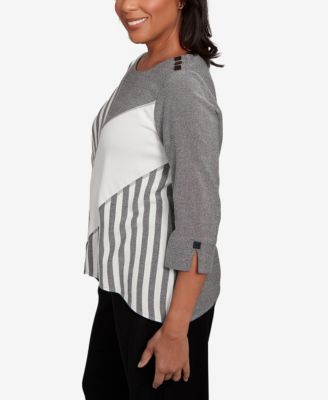 Petite Santa Barbara Diagonal Spliced Stripe Top