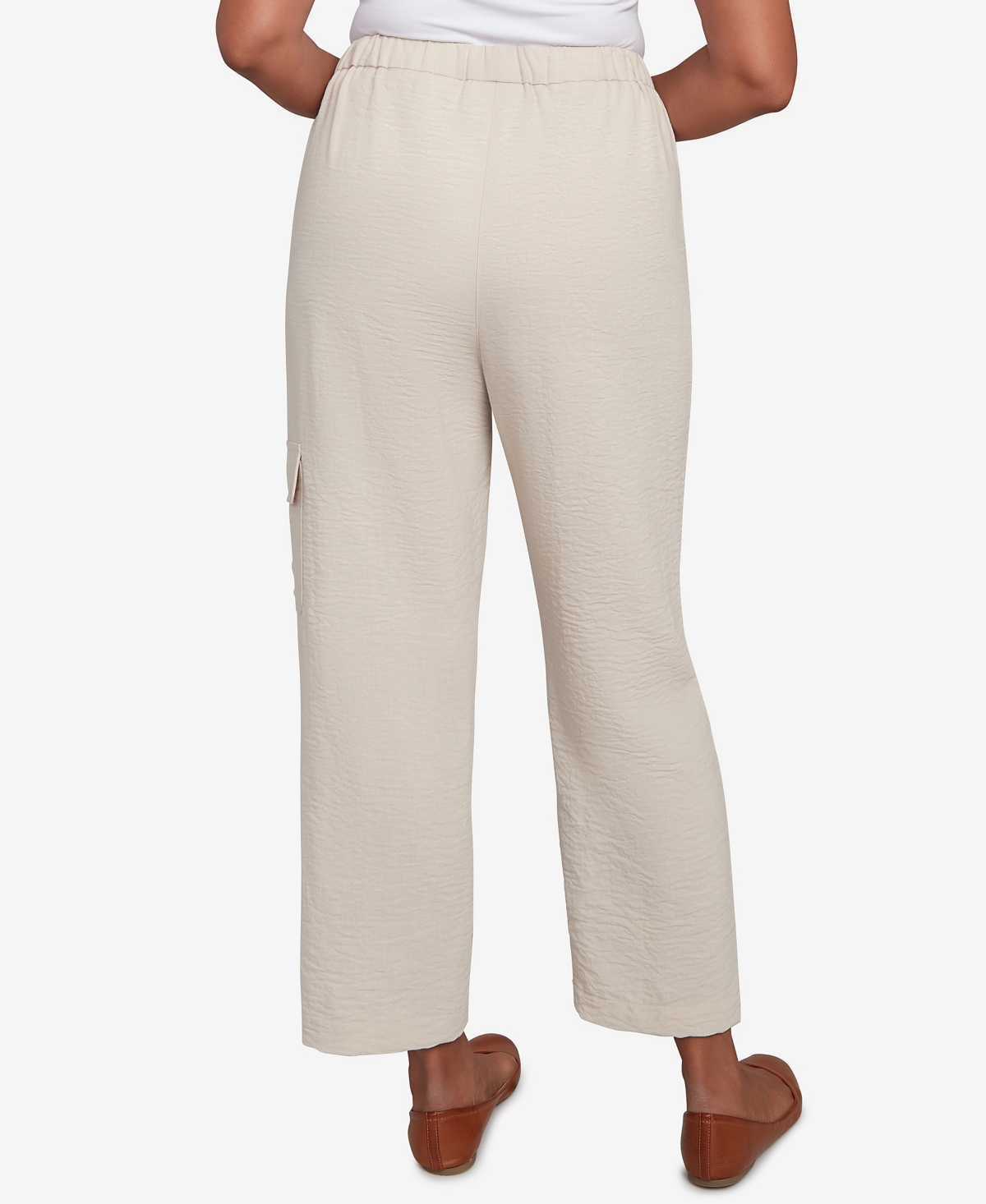 Alfred Dunner Petite Copper Canyon Floral Embroidered Ankle Pants In Neutral