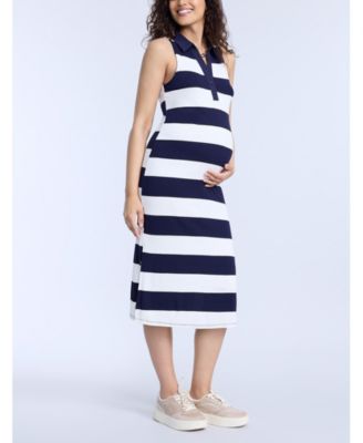 Women's Collared Sleeveless Polo Midi Dress - Motherhood Maternity