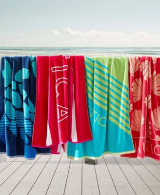 Tilted Logo Jacquard Beach Towel Set, 68" X 36"