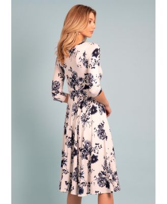 Women's Annie V-Neck 3/4 Sleeve Midi Dress