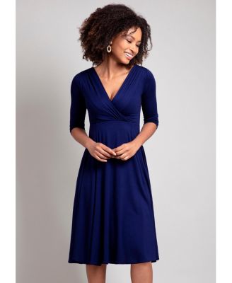 Women's Annie V-Neck 3/4 Sleeve Midi Dress