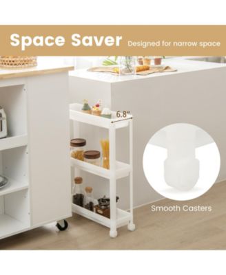 2 Pieces 3-Tier Slim Detachable Storage Cart with Drainage Holes and Wheels