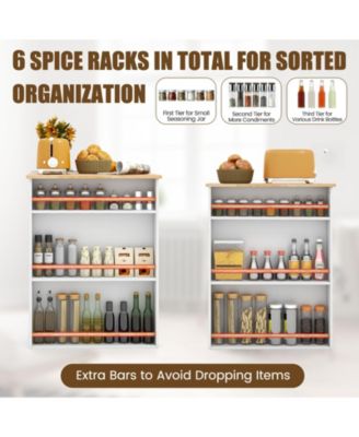 Rubberwood Top Kitchen Island with Storage