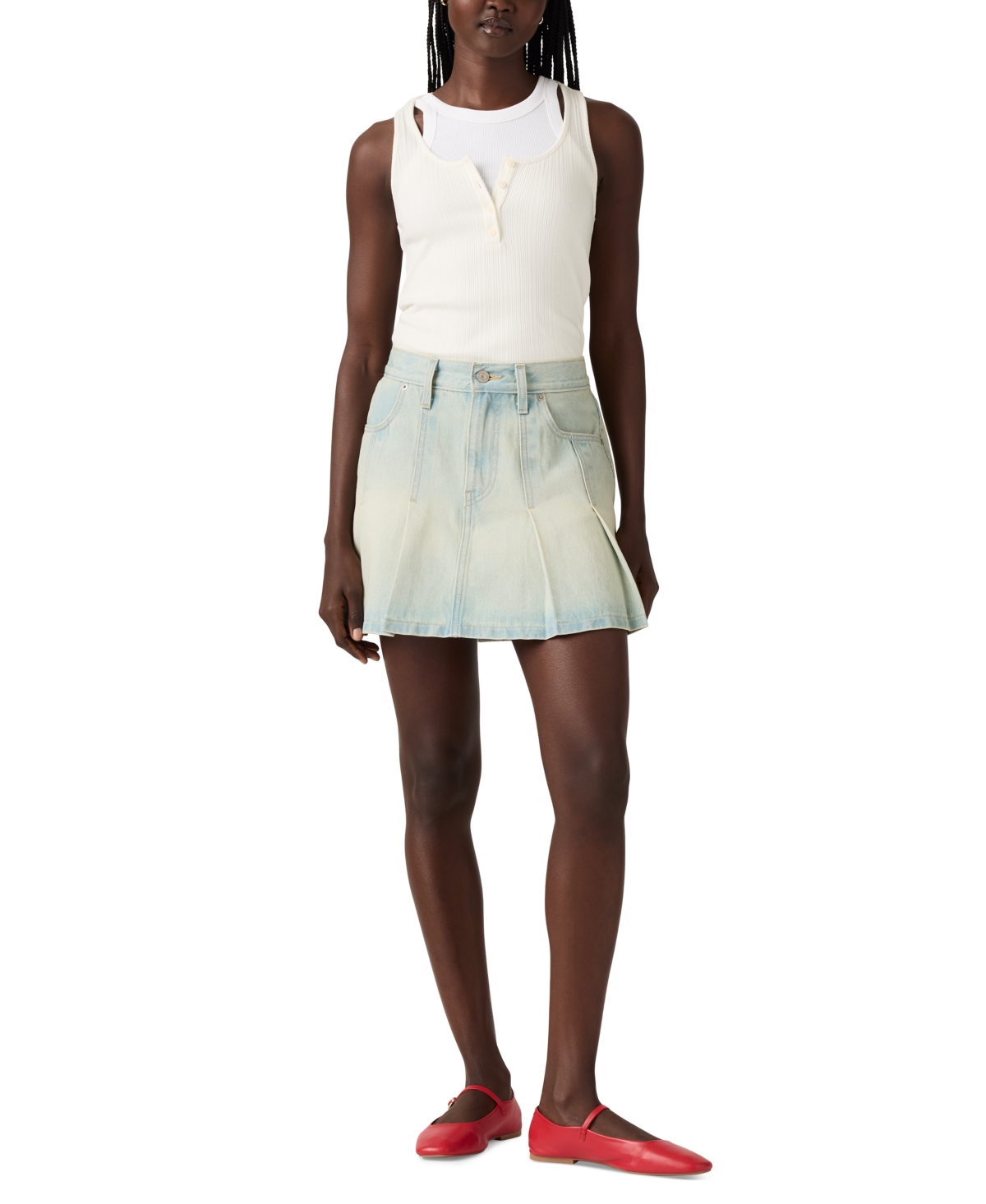 Women's Pleated Denim Mini Skirt - On Blast Skirt