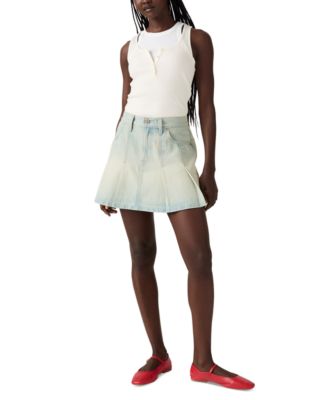 Women's Pleated Denim Mini Skirt