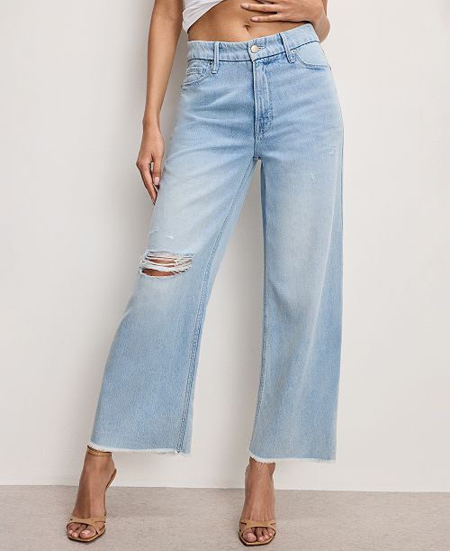 alfani Good American Women's Weightless Good Skate Cropped Wide-Leg Jeans Women's Fashion Shoes & Accessories