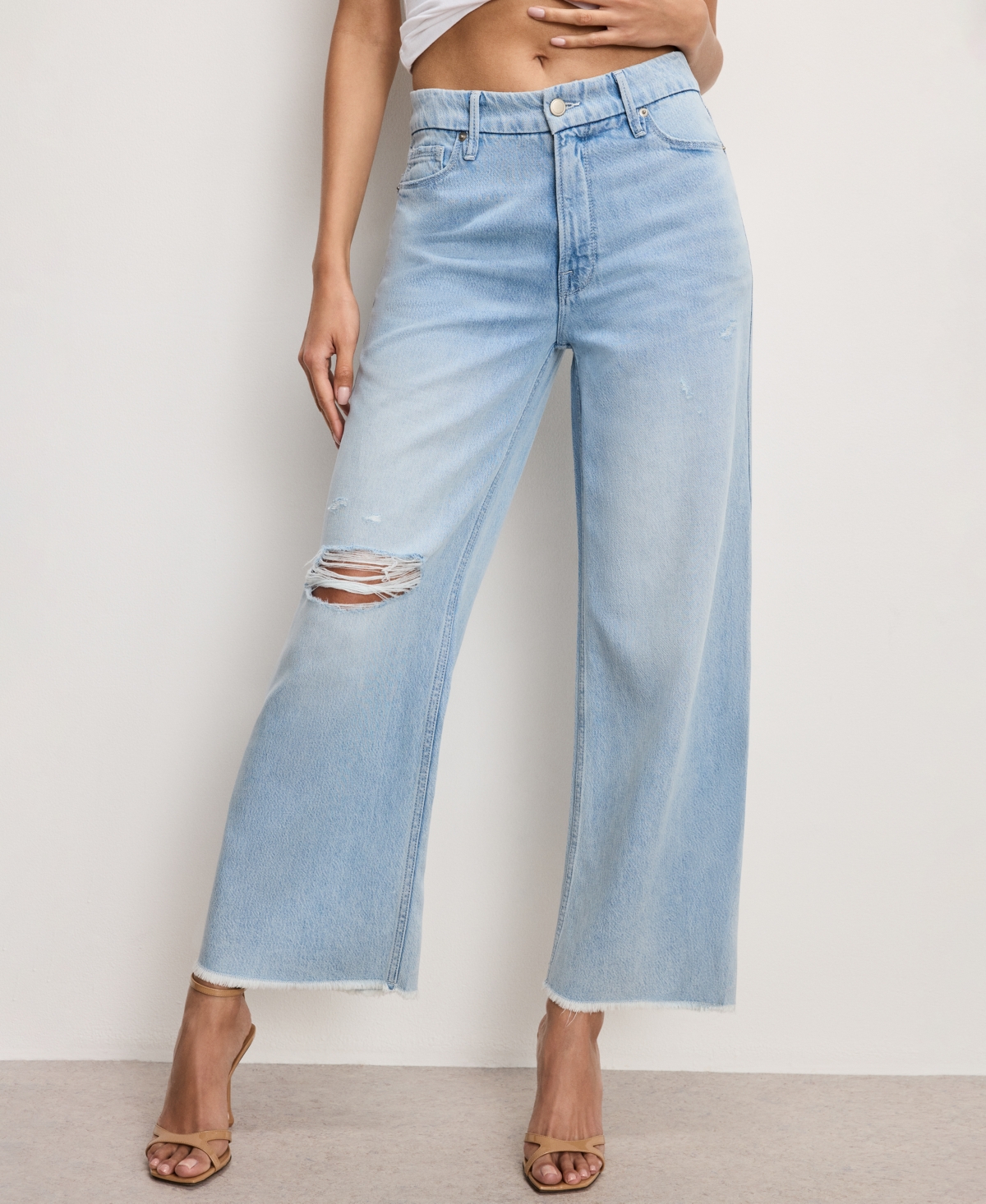 Women's Weightless Good Skate Cropped Wide-Leg Jeans - Indigo959