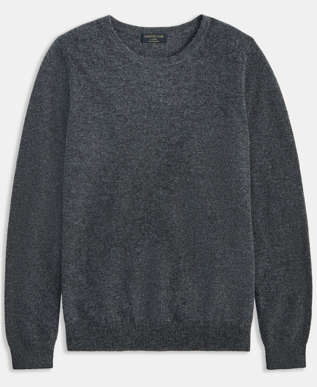 Charter Club Women's Long-sleeve 100% Cashmere Crewneck Sweater, Macy's Exclusive In Gray