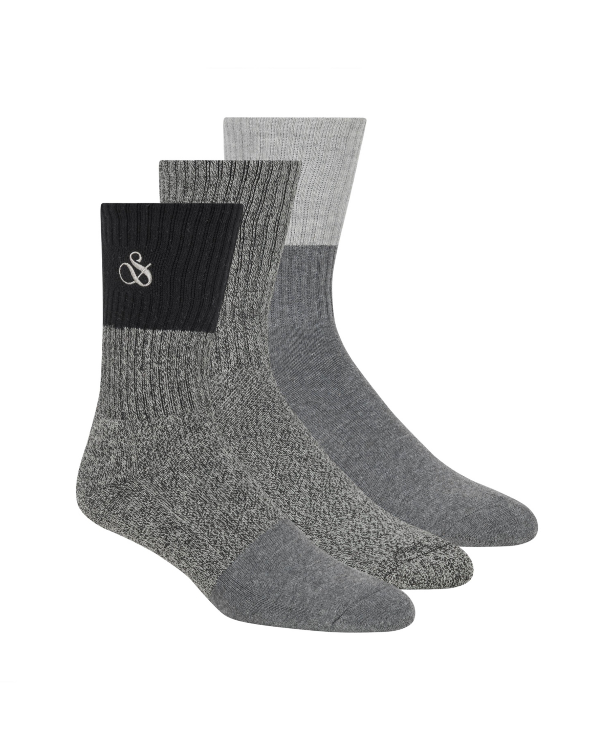Men's 3-Pack Ribbed Cushion Crew Socks - Black