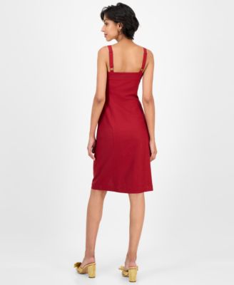 Juniors' Button-Front Bustier Sleeveless Dress