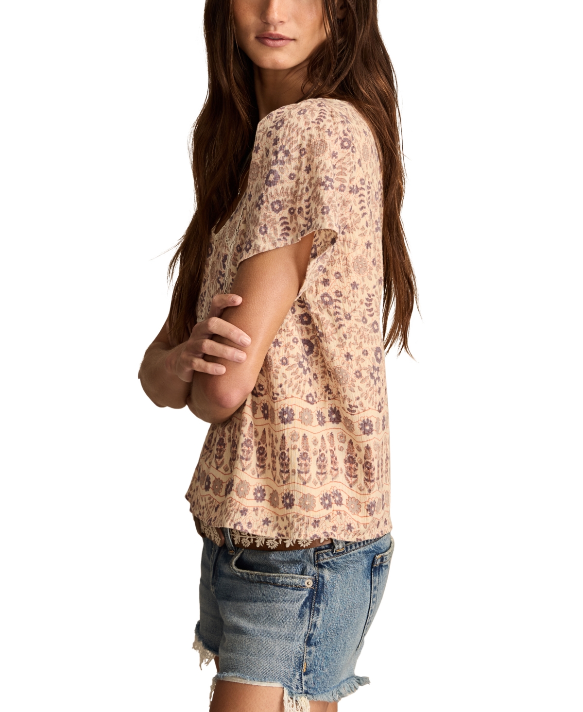 Lucky Brand Lace Trim Top