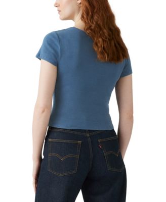 Premium Women's Cotton Rib-Knit Square-Neck Tee