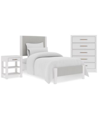 Catriona 3pc Bedroom Set (Twin Upholstered Bed, Chest & Open Nightstand), Created for Macy's