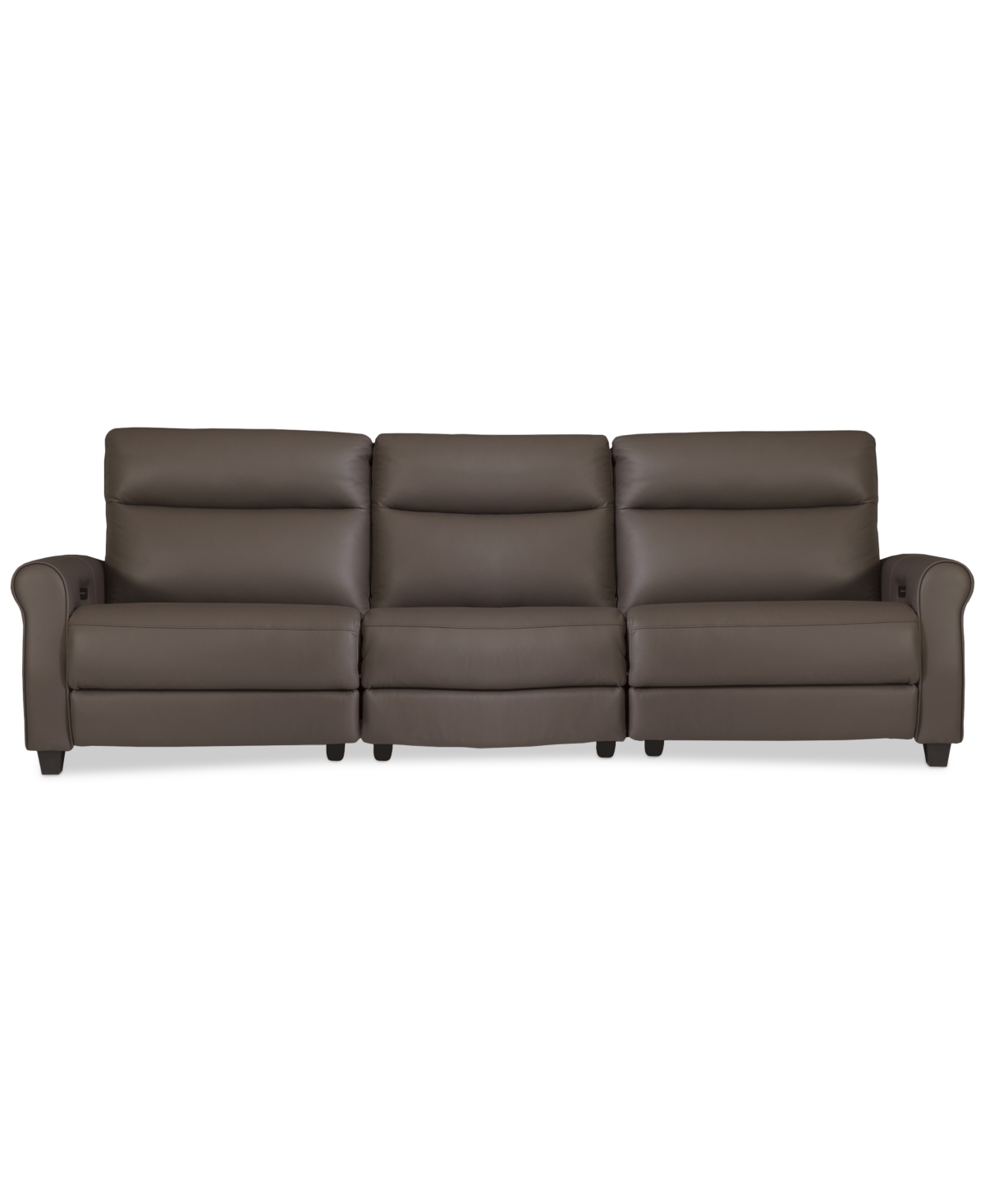 Macy's Thandler 3-pc. Leather Sofa With 3 Power Recliners, Exclusively At