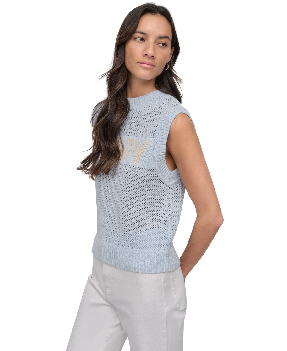 Dkny Jeans Women's Cotton Logo Sleeveless Sweater
