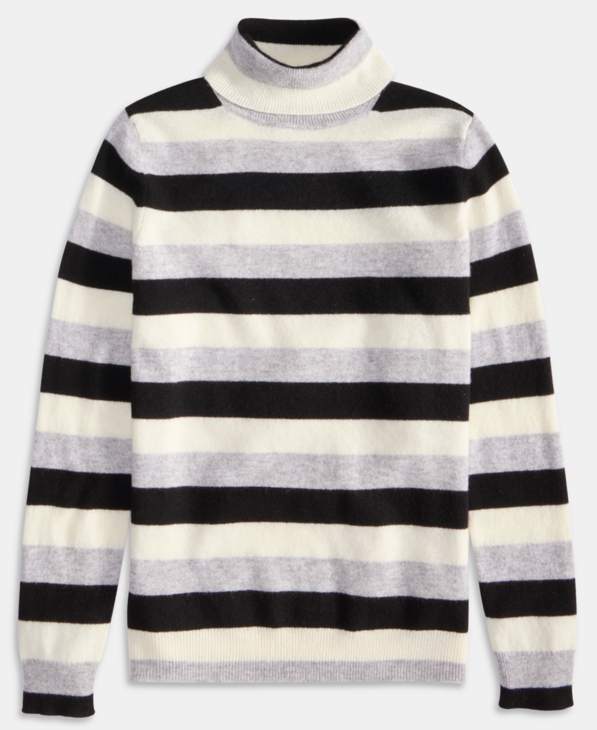 Charter Club Women's 100% Cashmere Multi-stripe Turtleneck Sweater, Macy's Exclusive In Gray