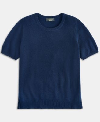 Women's 100% Cashmere Crewneck Short-Sleeve Sweater, Macy's Exclusive