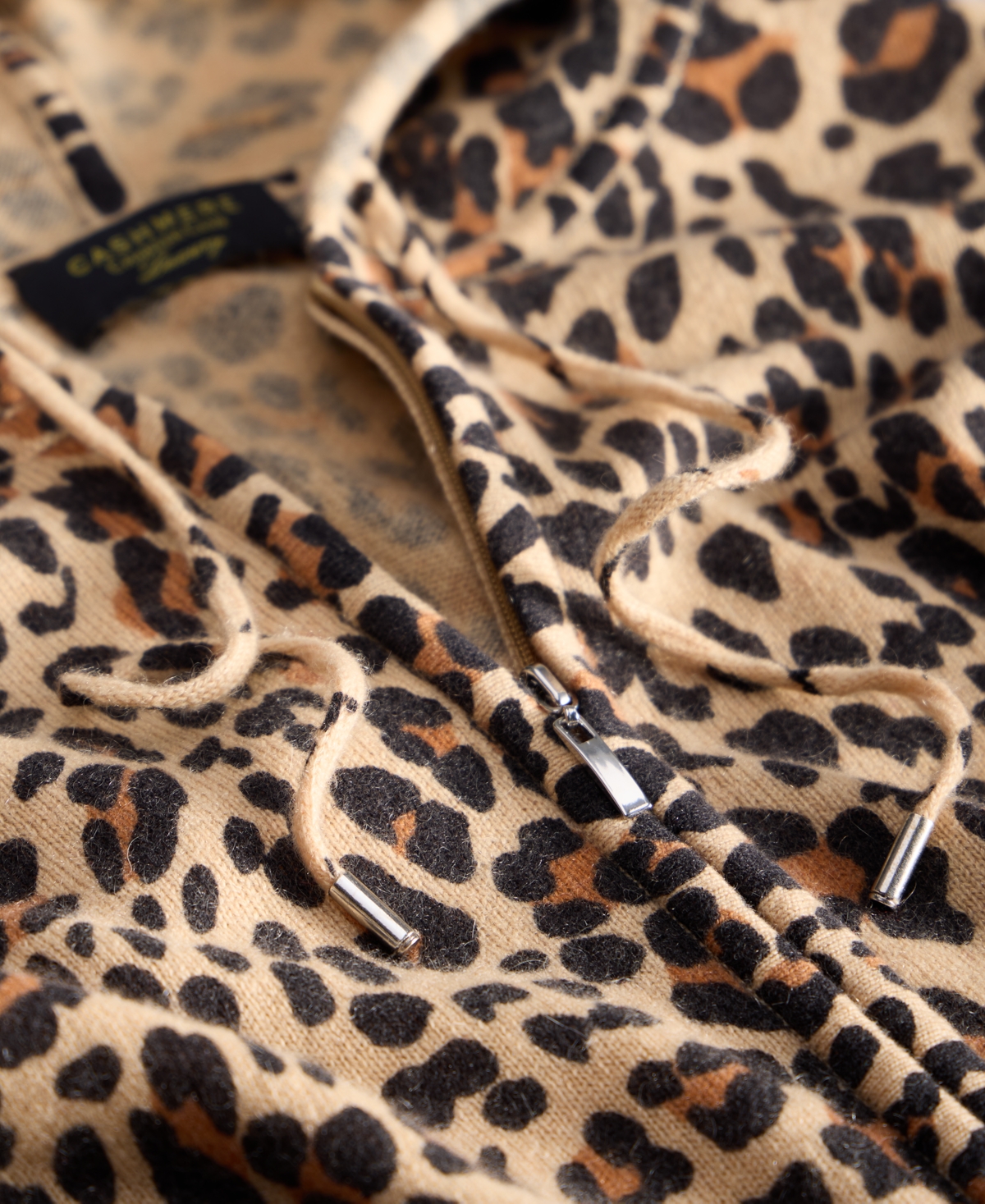Charter Club Women's 100% Cashmere Leopard-print Full-zip Hoodie, Macy's Exclusive In White