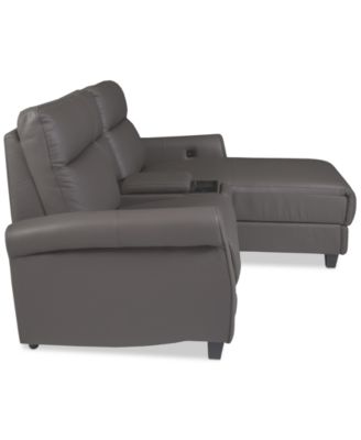 Thandler 3-Pc. Leather Chaise Sectional with 1 Storage Console, Exclusively at Macy's