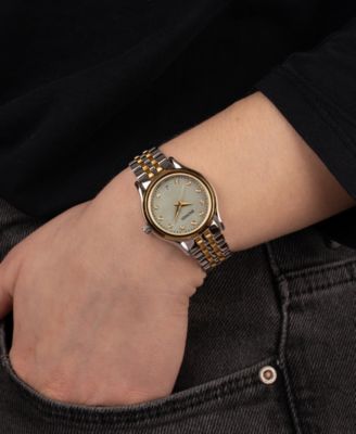 Women's Swiss Beleganza Diamond (1/20 ct. t.w.) Two-Tone Stainless Steel Bracelet Watch 28mm