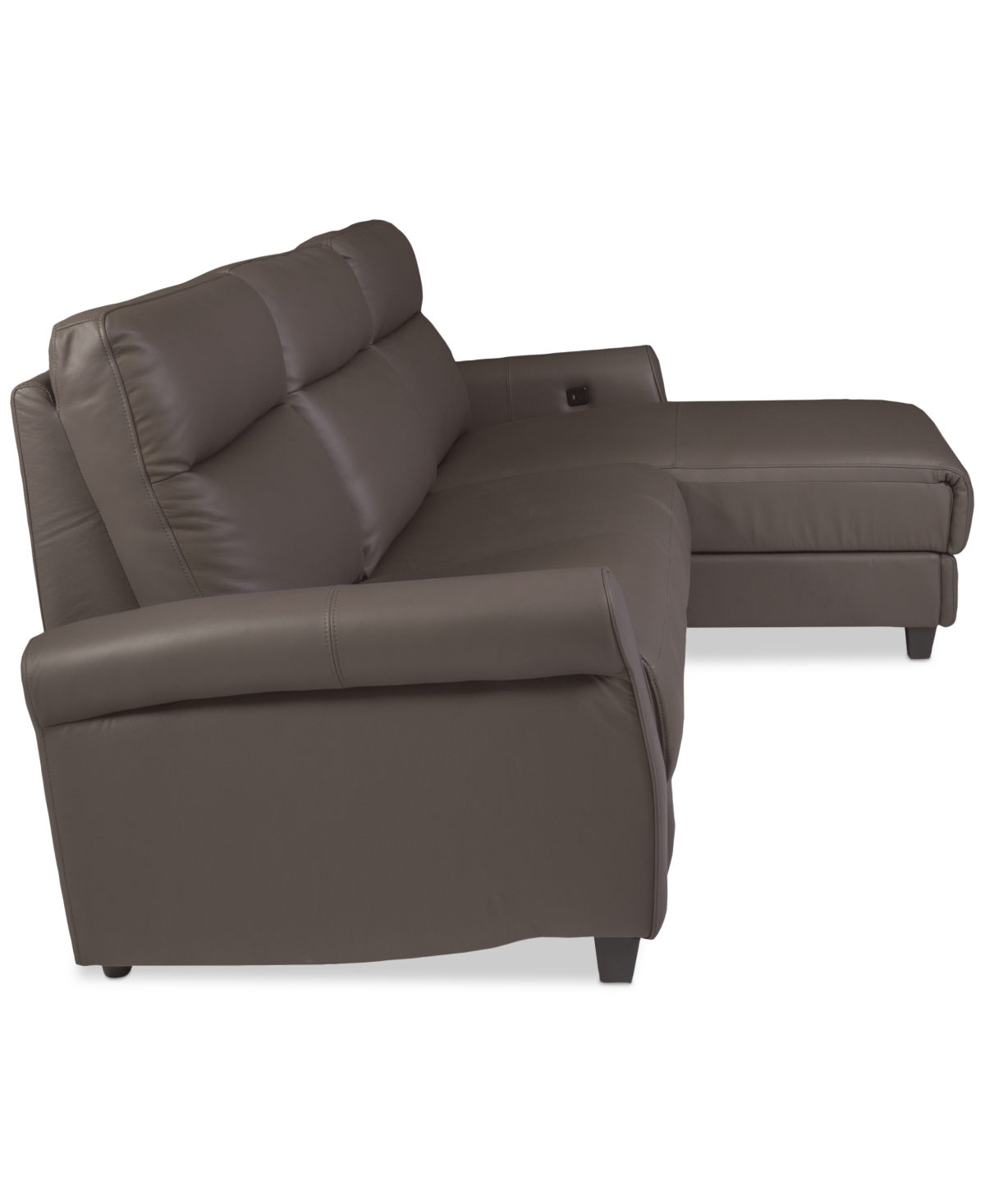 Macy's Thandler 3-pc. Leather Chaise Sectional With 1 Drop Down Table, Exclusively At
