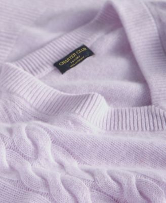 Women's 100% Cashmere Placed Cable-Knit V-Neck Sweater, Macy's Exclusive