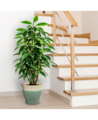 UV- and Frost-Resistant Ceramic Flower Pot Planter with Drainage Holes