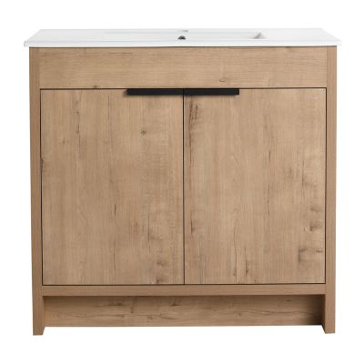 Freestanding Ceramic Sink Vanity Cabinet with Soft Closing Hinges