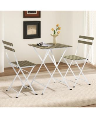 3 Piece Patio Acacia Wood Bistro Set with Slatted Seat and Tabletop