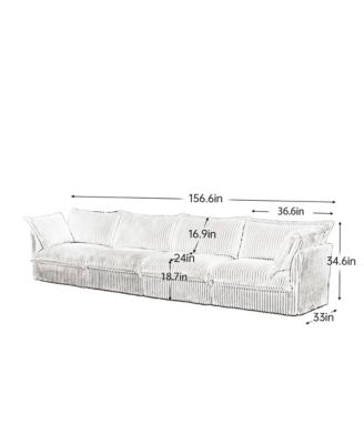 Streamdale Camel Corduroy Slipcovered 4-Seater Sofa