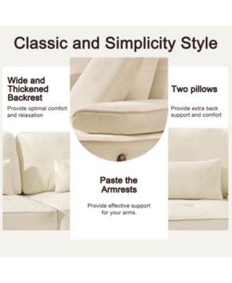 Streamdale 1-Piece Velvet & Wood Sofa – 103" Deep Seat, Plush Cushions, 4 Pillows, Solid Frame, Easy Assembly