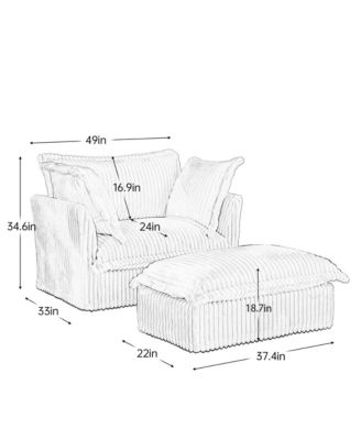 Upholstered Armchair with Ottoman (Set of 2)