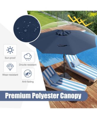 Outdoor Heavy Duty Market Umbrella with Crank Handle and 8 Sturdy Ribs