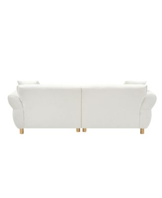 93.70 inches long, Teddy Sofa Fabric, with two matching pillows and three spacious and comfortable seats, for Apartment Office Living Room - Beige