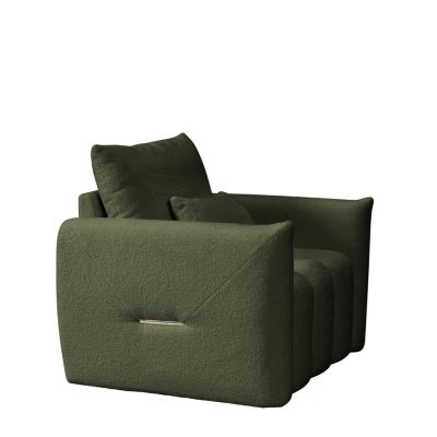  1 Pc   Teddy Fabric  Lounge Chair, Upholstered, Includes Pillow, Curved Backrest, Solid Wood Frame Modern sofa chair